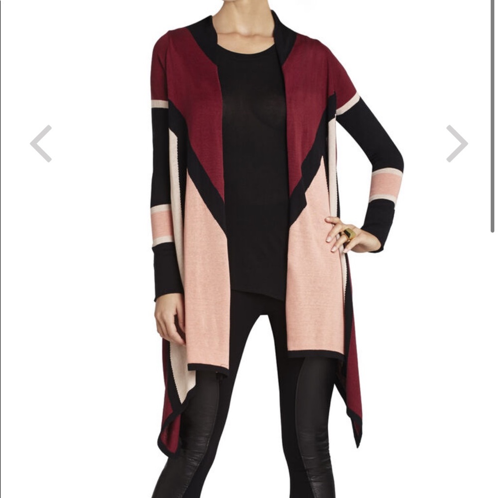 BCBGMAXAZRIA SILK colorblock cardigan